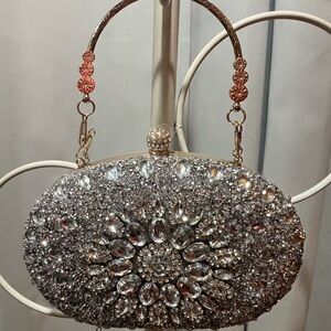 Elegant Silver Crystal Clutch